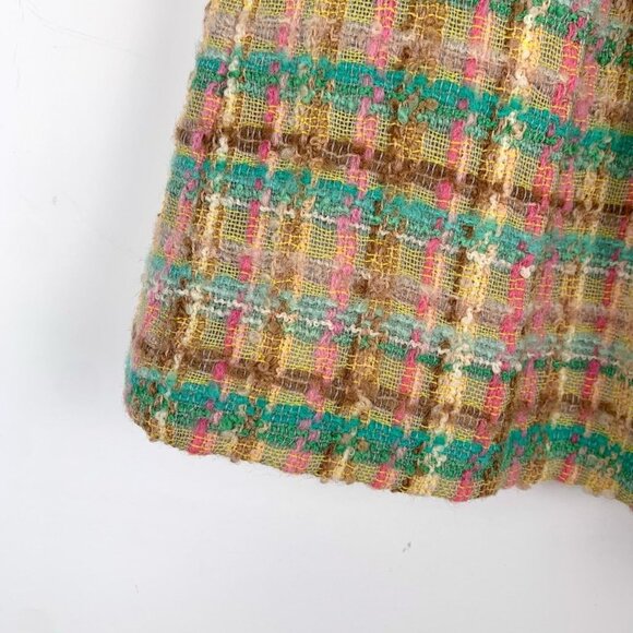 Miu Miu Colorful Plaid Tweed Wool-Blend Pleated Shorts Made In Italy Size 38 - Picture 4 of 8